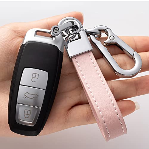 Qksd Keychain Microfiber Leather Car Key Ring Universal Key Fob Keychain Leather Key Chain Holder With For Men And Women Cute Fashionable Metal Car Keychain Accessories Car Key Chain Black #TOP2