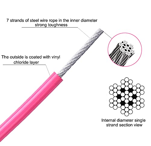 Amofy 10Ft Dog Tie Out Cable - Galvanized Steel Wire Rope With Pvc Coating For Small To Medium Pets Up To 80 Lbs (Pink) #TOP1