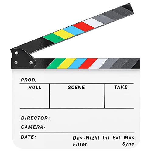 Image of ZIBUYU Movie Clap Board Stage Prop Acrylic Studio Camera Photography Director Film Clapper Board Clapboard Size - 10''x12 inch