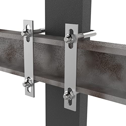 Image of 4 Sets 304 Stainless Steel Square U-Bolts 2 inch(50mm) Inner Width, 4.72 inch(120mm) Length Stainless M10 with Nuts, Frame Plate, Accessories for Automobiles Trailer, Boat Trailer Industrial Parts