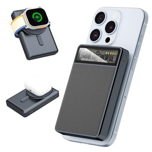 KPON Magsafe Powerbank 10000mAh für Apple Watch und iPhone,Wireless Power Bank Magnetische 20W PD Schnelles Laden mit LED Tech Display...