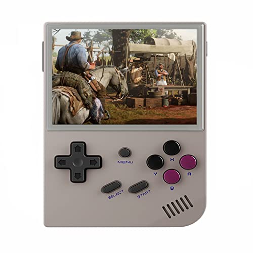 ANBERNIC RG35XX ハンドヘルドゲーム機 Linuxシステム 3.5インチIPSOCAフルスクリーン 振動モーター 日本語対応 64GB＋128GB 灰
