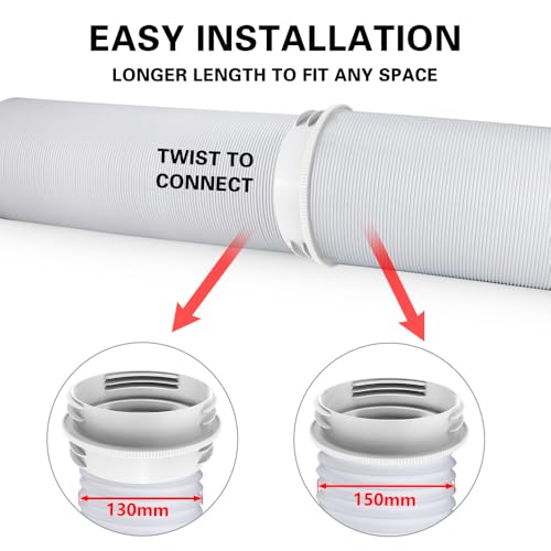 Klimaanlage Schlauch Verlängerung 200cm mit Adapter 130mm innen/150mm außen,Abluftschlauch Klimagerät,Klimaanlage Verlängerungsschlauch,Klima Abluftschlauch,Klimaschlauch für Klimaanlage