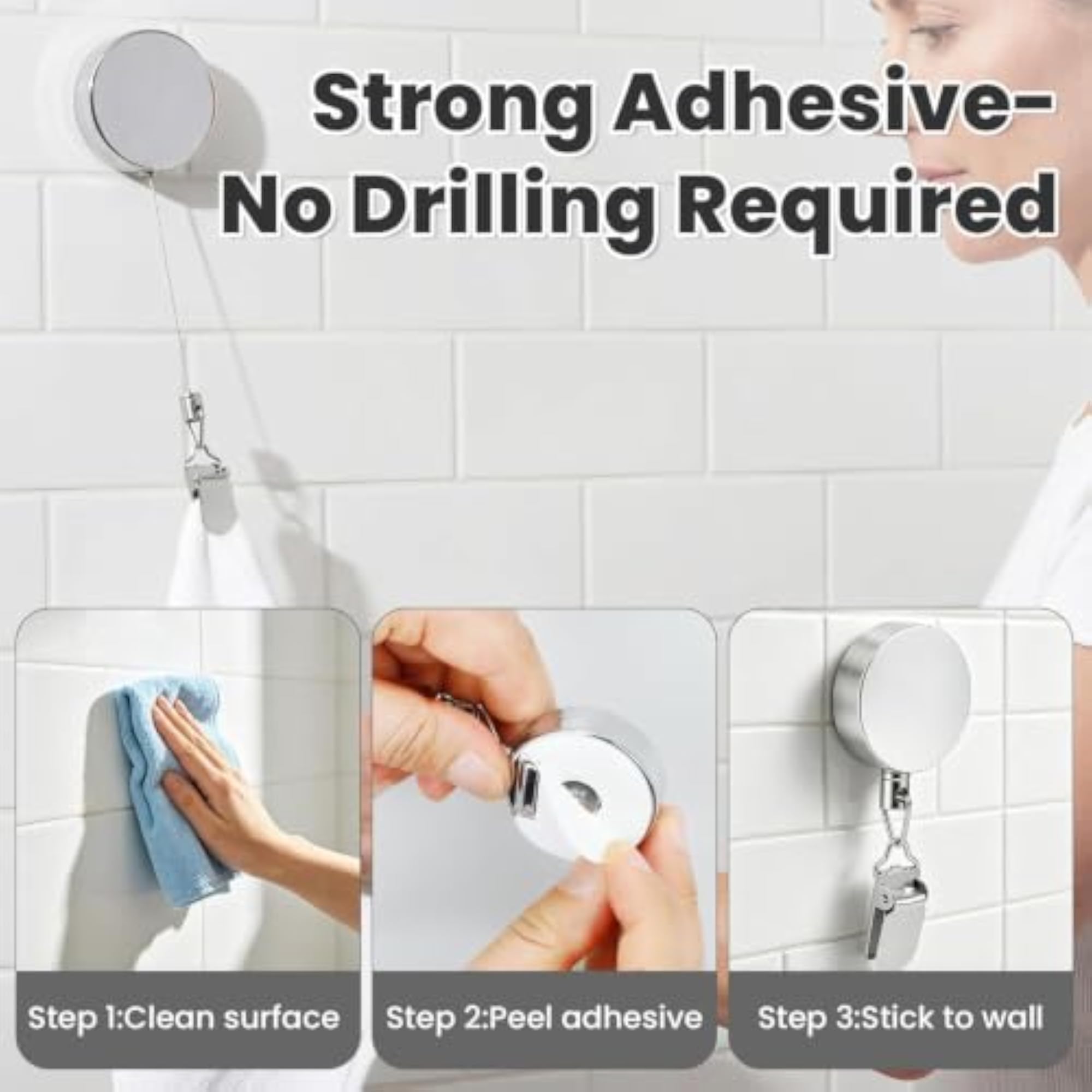 Retractable Towel Holder Clip Stainless Steel