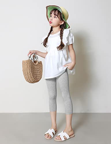 Kiench Girls Capri Leggings 3/4 Length Pants Pack of 4 Summer Dance Sports Capris2