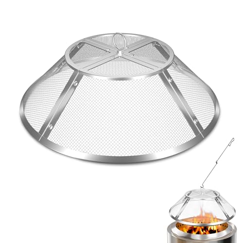Aowalen Fire Pit Spark Screen for Solo Stove Bonfire Accessories 19.5 Inch Spark Shield for Solo Bonfire Heavy-Duty 304 Stainless Steel Mesh Fire Pit Screen Cover with Removal Tools