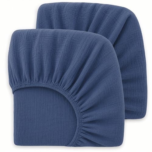 Image of Newton Baby Deluxe Crib Sheet, Evening Blue | Ultra-Soft Breathable Organic Cotton, Fitted, Thicker & Softer Design, Machine Washable