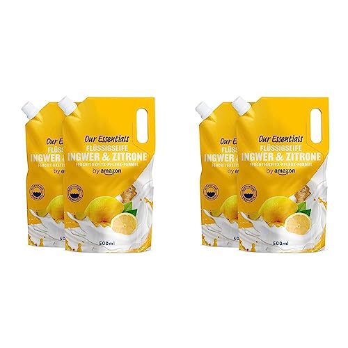 Our Essentials by Amazon Flüssigseife Nachfüllpackung Ingwer & Zitrone, 500ml x 2 (Packung mit 2) Our Essentials by Amazon Flüssigseife Nachfüllpackung Ingwer & Zitrone, 500ml x 2 (Packung mit 2)