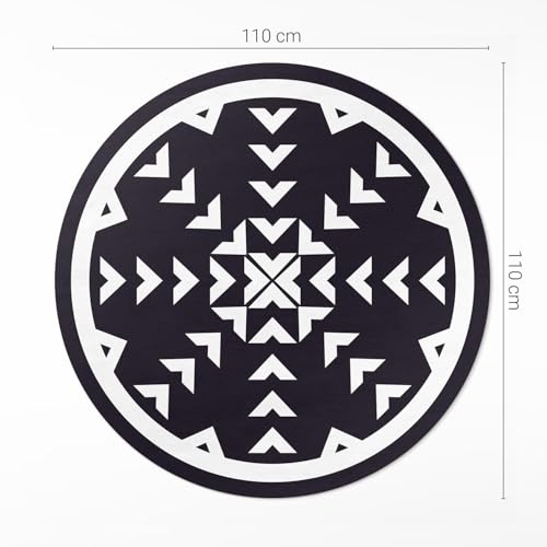 Tapis vinyle ø110 cm durable et élégant motif flèches blanches - 4