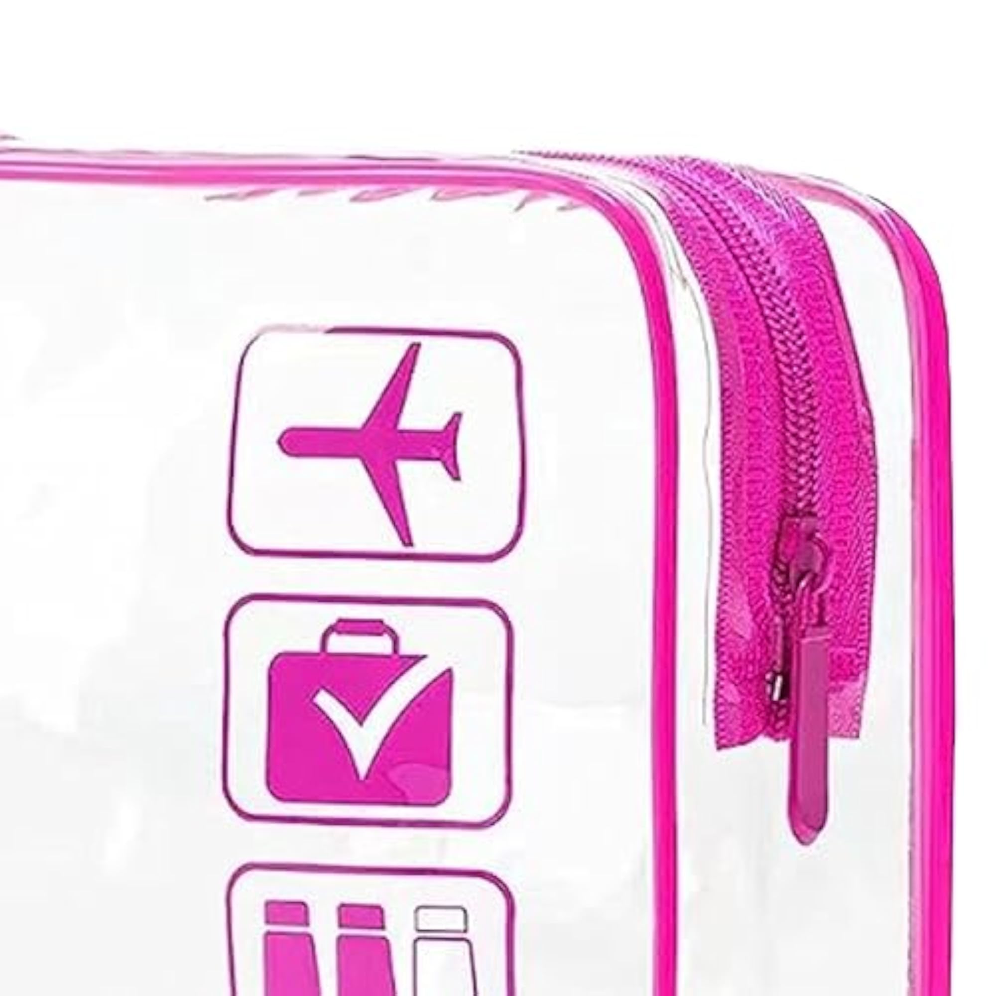 Clear Makeup Bag for Essentials, Rose Red