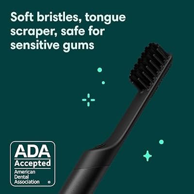 Quip Rechargeable Smart Sonic Toothbrush for Adults - Timed Electric Toothbrush with Bluetooth & Rewards App - Replaceable Brush Head, Soft Bristles, Metal Handle - Travel Toothbrush - All-Black