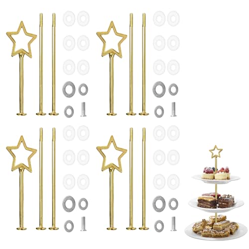 MeYuxg 4 Pack Etageren Stangen Set, Etagere 3 Etagen, mit Schrauben und Unterlegscheiben, Etagere Gold, für Geburtstag, Hochzeitstorte, Obst MeYuxg 4 Pack Etageren Stangen Set, Etagere 3 Etagen, mit Schrauben und Unterlegscheiben, Etagere Gold, für Geburtstag, Hochzeitstorte, Obst