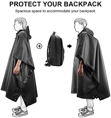 LAMA Multifunctional Raincoat Poncho, 3 in 1 Reusable Waterproof Raincoat/Sunshade Tarp/Tent Ground Sheet Mat with Carry Pouch for Bike Hiking Camping Outdoor Activitie