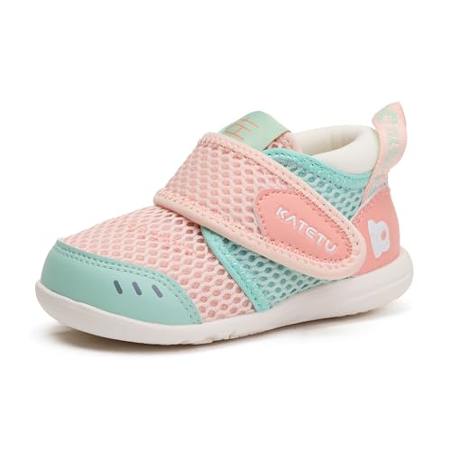 Baby Walking Shoes Boys Girls Toddler Wide Toe Box Sneakers Lightweight Breathable Non-Slip Running Tennis Indoor Outdoor Shoe 4.5 Toddler Pink Green