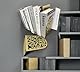 Deefongo 8 Stück Buchstützen,Dekoratives Buchständer-Set aus Metall in Gold, Goldene Buchstützen mit Cut-Out Look,Buchstütze Für Kinderbücher, Büro, Schule & Bibliothek