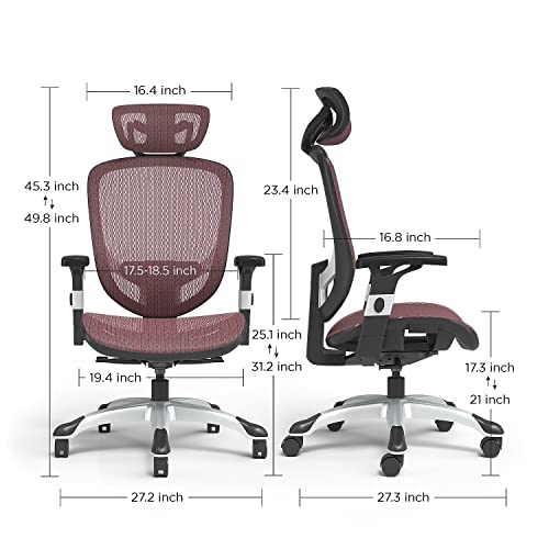 staples hyken ergonomic swivel task chair adjustable with breathable mesh amp lumbar support perfect for homeamp office maroon