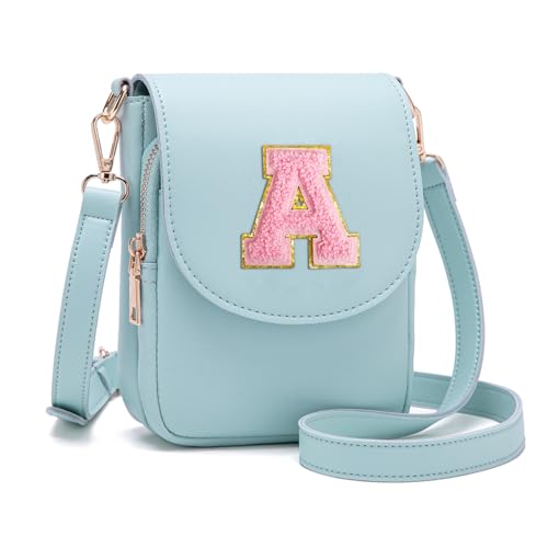 Image of Viverte Crossbody Purse for Teen Girls Small Initial Cell Phone Toddler Purse Leather Triple Compartment Crossbody Bags