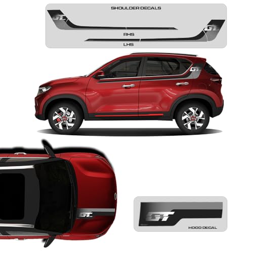 Image of GT Edition Decal Made for Kia Sonet | Colour - Intense Red | Size - 30.5 x 7 cm