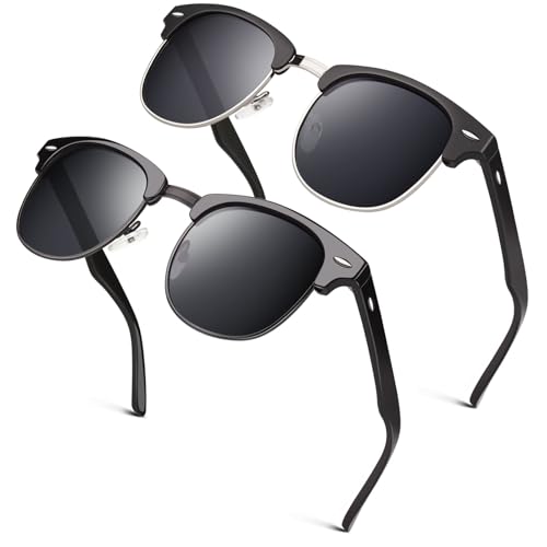 GQUEEN Gafas de Sol Hombre Mujer Polarizadas Clasicas Estilo Medio Marco Retro Protección UV400 para Conducción GQO6