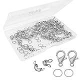 200 Pcs Bracelet Clasp, Jewelry Making Accessories Set, with Lobster Claw Clasp, Bead Tips Knot Covers, Open Jump Ring Connectors， for Bracelet Necklace Making Etc. (Silver)
