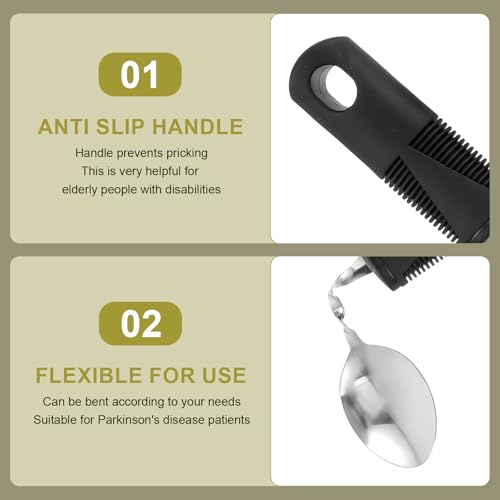 Pizsieat 4 x Parkinson's Cutlery Spoon Thick Handle Easy Grip Vibrating Fork Diet Spoon Anti Shaking Foldable for Elderly Parkinson's and Tremors - Image 4