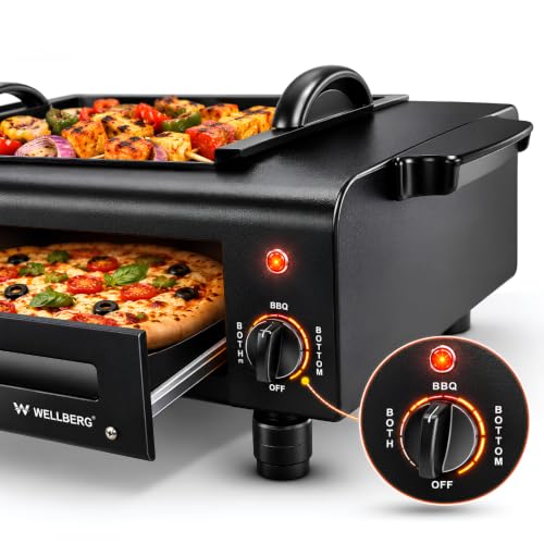 Image of Wellberg 2200W 3-in-1 Electric BBQ Grill & Tandoor Oven | 16 Inch Multipurpose Electric Tandoor | Stainless Steel Heating Element | Suitable for Pizza, Paneer Tikka, Naan, Roti & Roasting