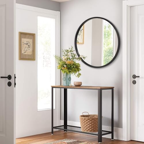 Image of AOAOPQ Black Round Mirror for Wall Small Round for Bathroom Entryway Living Room Hallway Matte Frame Mirrors Anti Rust Hangs Tempered Glass for Bedroom Entry Dining Room