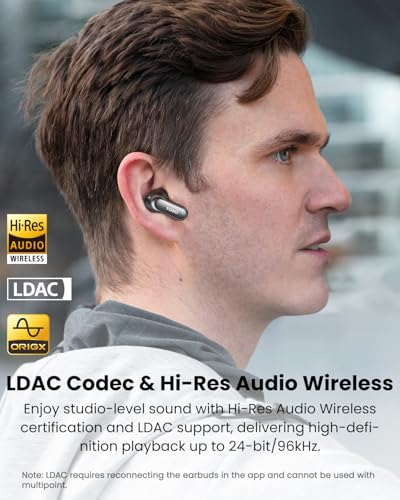 Image of TOZO NC20 Pro Active Noise Cancelling Wireless Earbuds, LDAC Hi-Res Audio, Up to 80 Hours of Battery Life, 6 Mics Clear Calls, 12mm Driver, Bluetooth 5.4, IPX8 Waterproof, Wireless Charging Case