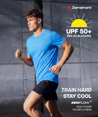 Image of ZENSHARK Gym T-Shirt for Men| Dry Fit Workout Sports T-Shirt | Quick Dry Breathable Polyester Fabric with Half Sleeve Round Neck | Running Gym Wear Active Wear for Training