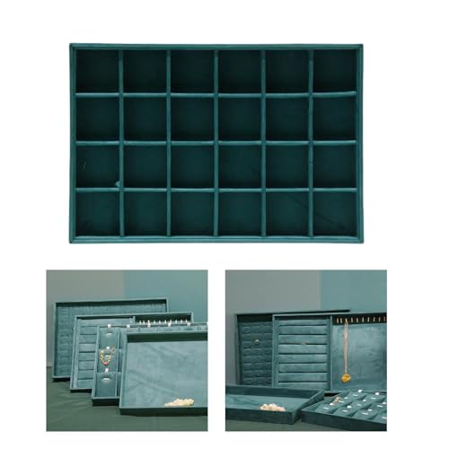Image of Premium Green Velvet 24 Grid Jewelry Tray,Bracelet Watch Jewelry Display Tray,Showcase Jewelry Organizer