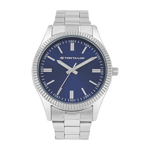 Tom Tailor Armbanduhr mit Metallband für Herren, Silber, wasserdichte 3 bar, Geschenkidee, kommt in Uhren Geschenkbox, 2100728