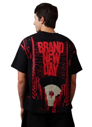 Image of Free Authority Official Marvel Spider-Man Brand New Day Graphic Printed Men's Oversized Fit T-Shirt | Pure Cotton Crew Neck Half Sleeve Casual Summer Tee