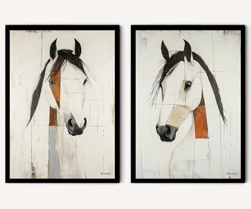 Affiche Chevaux A3 pour Salon - Poster Décoration Maison Style Abstrait