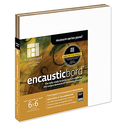 Ampersand Encausticbord Hardboard Panel for Encaustics and Mixed Media 1/8 Inch Depth 6X6 Inch Pack of 4 (EN066)