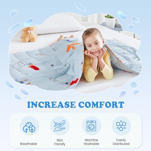 HOSUKKO Weighted Blanket - 5 lbs Cooling Blue Airplane Heavy Blanket - Small Size Breathable Blanket for Hot Sleepers(36 * 48 inches, 5 lbs) - Image 4