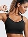 CRZ YOGA Softness Mold Butterluxe Strappy Longline Sports Bras for Women - Double Spaghetti Strap Workout Yoga Crop Top Black Medium