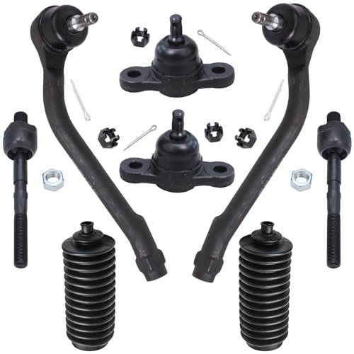 Detroit Axle - Front Ball Joints Tie Rods for 2009-2012 Hyundai Elantra, 2010-2013 Kia Forte & Forte Koup, 2 Lower Ball Joints, 4 Inner & Outer Tie Rods, 2 Boots Replacement