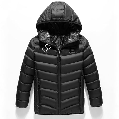 Kids Heated Jacket with Hood Boys Girls Hooded Heated Coat Full Zip USB Charging Electric Body Warmer 3 Heating Zones3