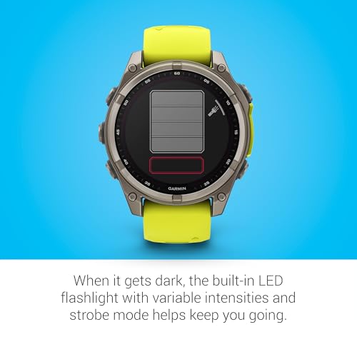 Image of Garmin Fenix 8, 47mm, Solar, Sapphire, Smartwatch, Titanium with Amp Yellow /Graphite Silicone Band