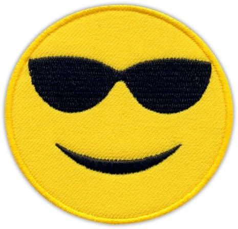 Set of Four - Patchion Face with Sunglasses - Chillout - Emoticon - Black Hook and Loop - Embroidered Patch/Badge/Emblem image 4