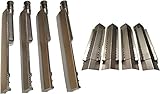 Set of 4 Heavy Duty Cast Stainless Steel BBQ Grill Replacement Burners and 4 Flame Tamers for...