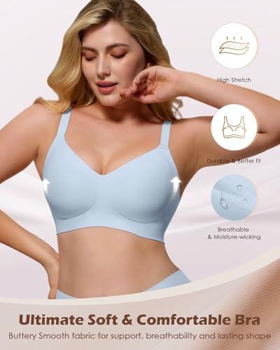 Image of As Fairy Womens Soft Comfortable No Underwire Bras V Neck Seamless Push Up Bralettes Full Coverage Tshirt Brassiere