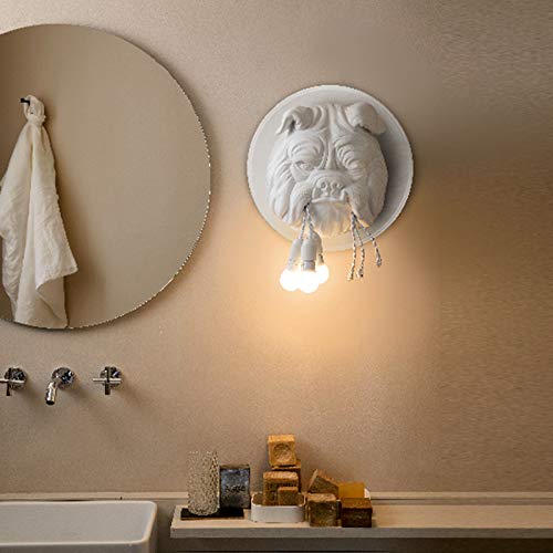 French Bulldog Wall Sconces, Creative Wall Lamp, Retro Bulldog E26 Resin Light Gothic Lamps For Dog Lovers Kids Bedroom Nordic Animal Head Decor Used In Study, Bedroom, Dining Room, Bar #TOP4