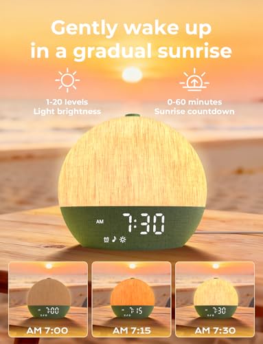 LIORQUE Wake Up Light Sunrise Alarm Clock for Bedrooms with BT Speaker - Image 3