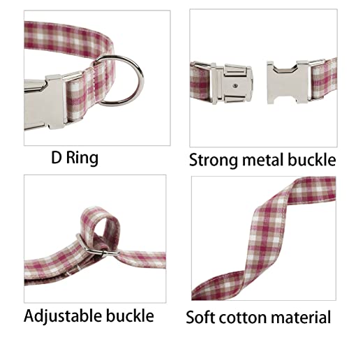 Bow Tie Dog Collar With Metal Quick Release Buckle Adjustable Classic Plaid Bowtie Soft Puppy Collar For Small Medium Large Dog Pet(Red Plaid,M) #TOP2