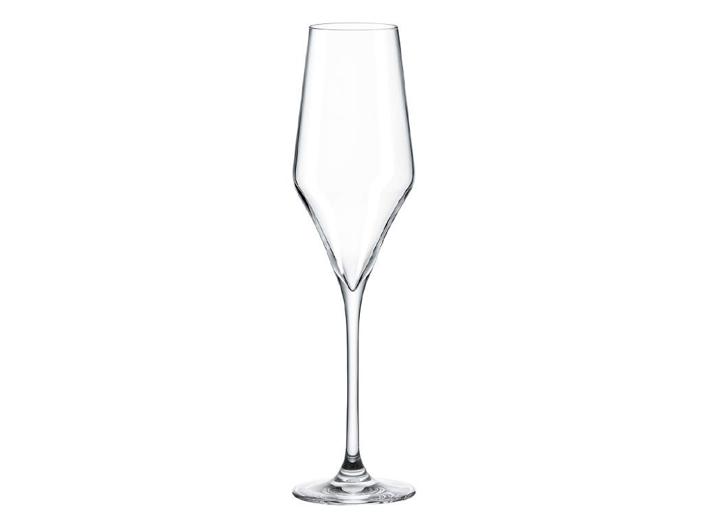 6 Glasses Flutes for Champagne Crystal - Oenologue Service 25 cl (8,4 fl oz) - Klein House - Company : Artisan du Cristal - Gifzt set - Stamp : Klein 54120 Baccarat France