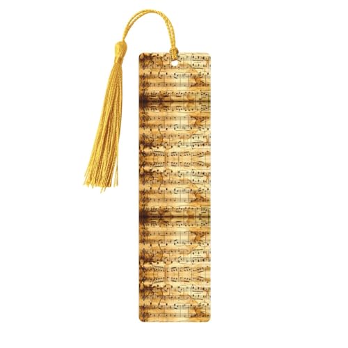 Music Note Print Wooden Bookmark - Beautiful Double-Sided Printed Bookmarks Made from High-Quality Poplar Wood for Books, Journals & More
