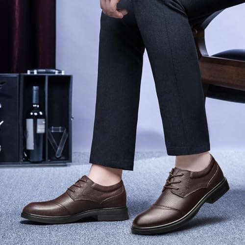 YZABEL Elegant Men's Dress Shoes Oxford, Fashion Round Toe Low Top Lug Sole Non-Slip Business Dress Shoes Office Work Low Top Dress Shoes2