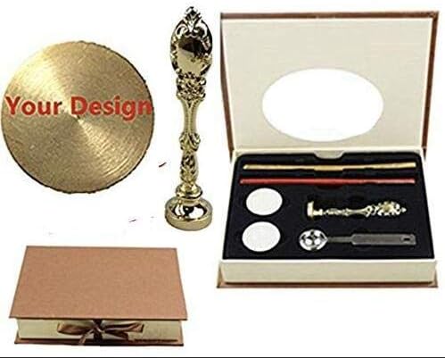 Custom Picture Logo Monogram Luxury Gold Metal Peacock Wedding Invitations Gift Cards Paper Stationary Envelope Seals Wax Seal Sealing Stamp Glue Gun Wax Sticks Spoon Stamp Gift Box Kit Set