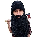 Beard Head Barbarian Roadie Beanie - Original Handmade Knit Hat and Removable Black Beard